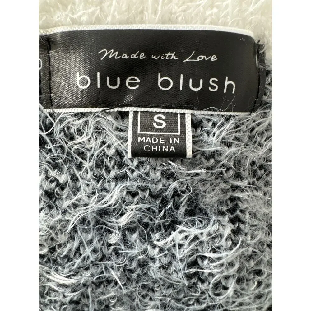 Blue Blush Leopard Print Crop Sweater - White Black - Small